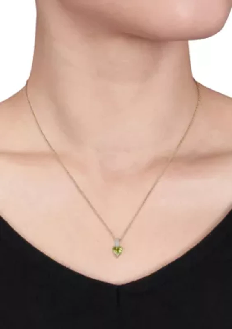 10k Yellow Gold Peridot and Diamond Pendant