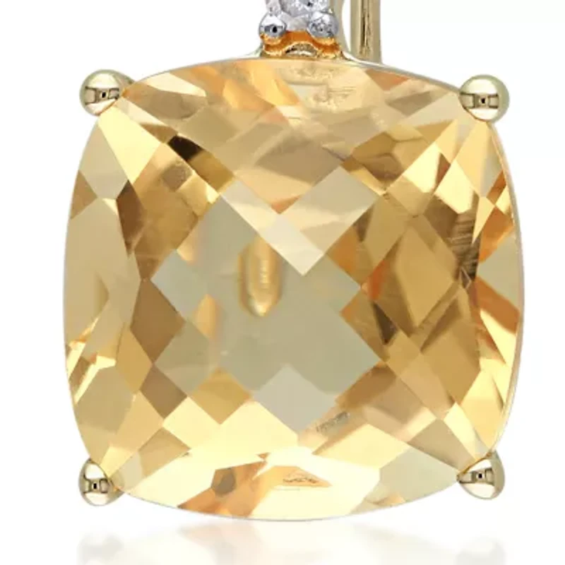10k Yellow Gold Citrine and Diamond Earrings