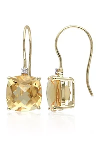10k Yellow Gold Citrine and Diamond Earrings