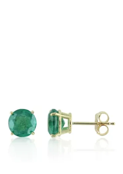 10k Yellow Gold Emerald Stud Earrings