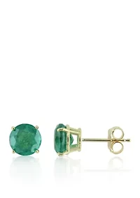 10k Yellow Gold Emerald Stud Earrings