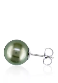 14k White Gold Black Tahitian Pearl Stud Earrings