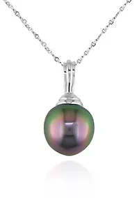 14k White Gold Black Tahitian Pearl Pendant