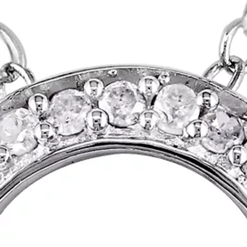 Diamond Two Heart Pendant in Sterling Silver