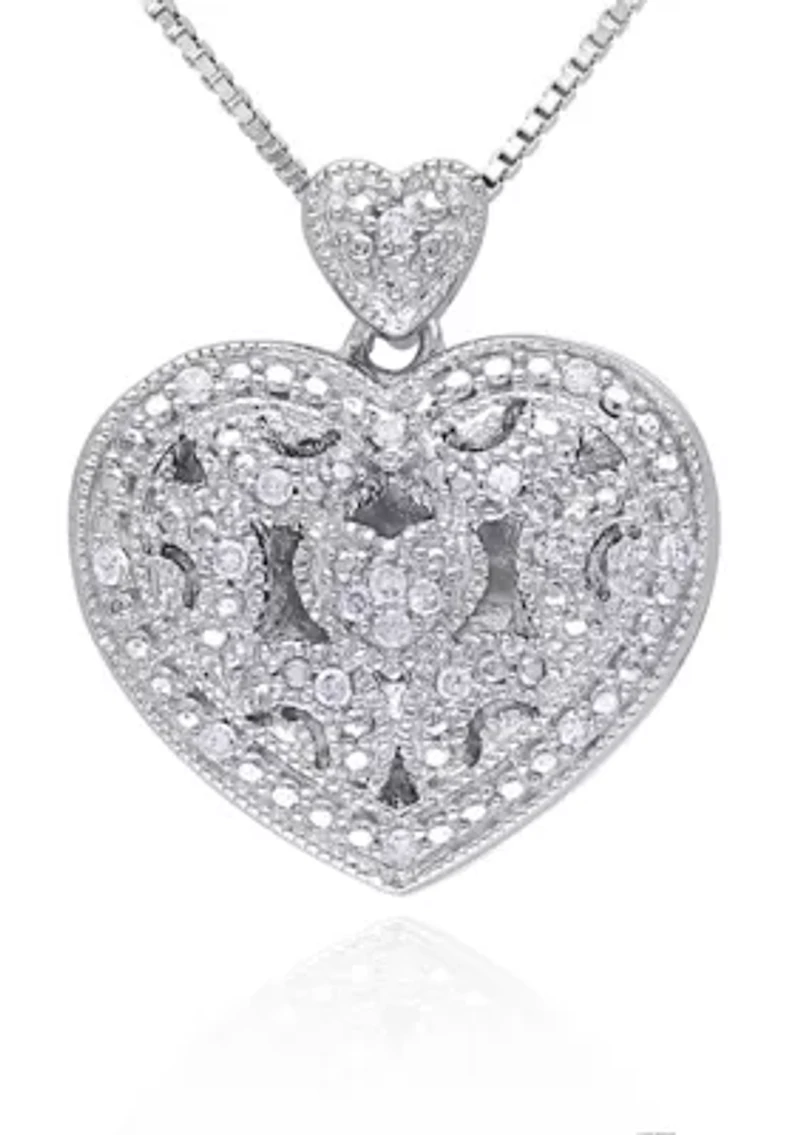 Diamond Heart Locket in Sterling Silver
