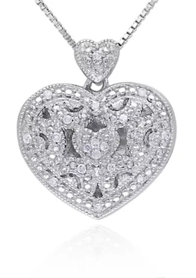 Diamond Heart Locket in Sterling Silver