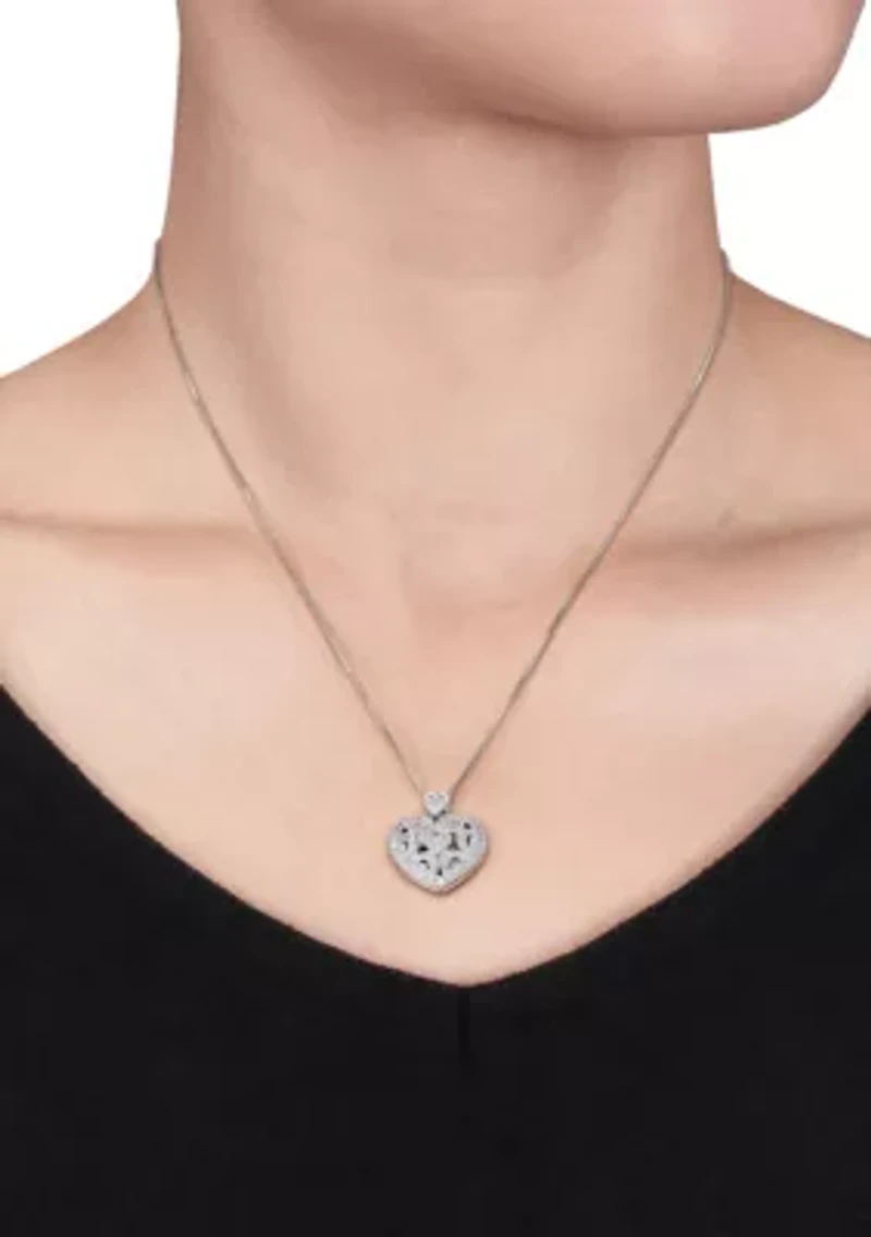 Diamond Heart Locket in Sterling Silver