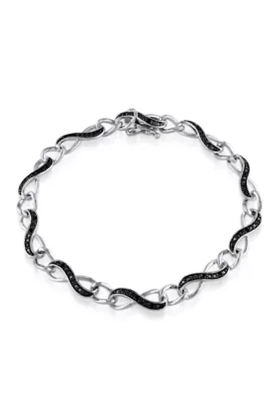 Black Diamond Infinity Bracelet in Sterling Silver