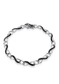 Black Diamond Infinity Bracelet in Sterling Silver