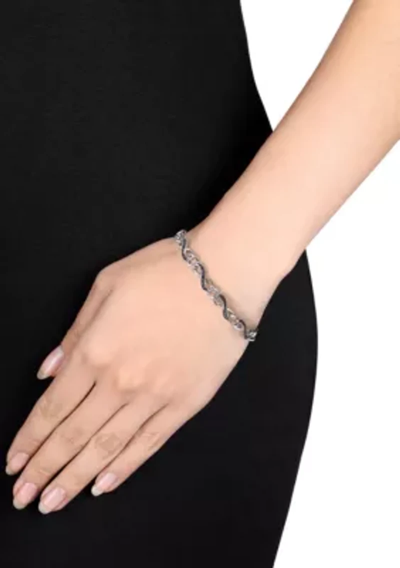 Black Diamond Infinity Bracelet in Sterling Silver
