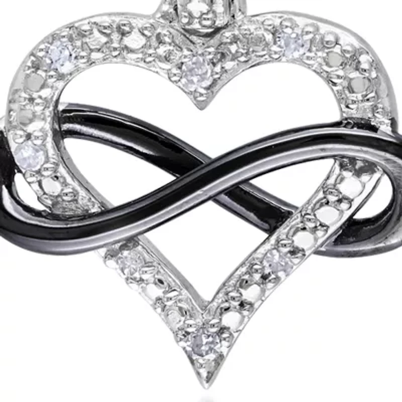Diamond Heart Infinity Earrings in Sterling Silver