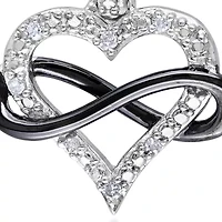 Diamond Heart Infinity Earrings in Sterling Silver