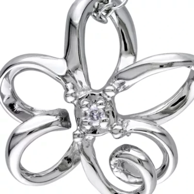 Diamond Flower Pendant in Sterling Silver