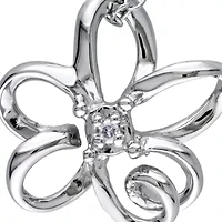 Diamond Flower Pendant in Sterling Silver