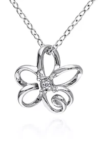 Diamond Flower Pendant in Sterling Silver