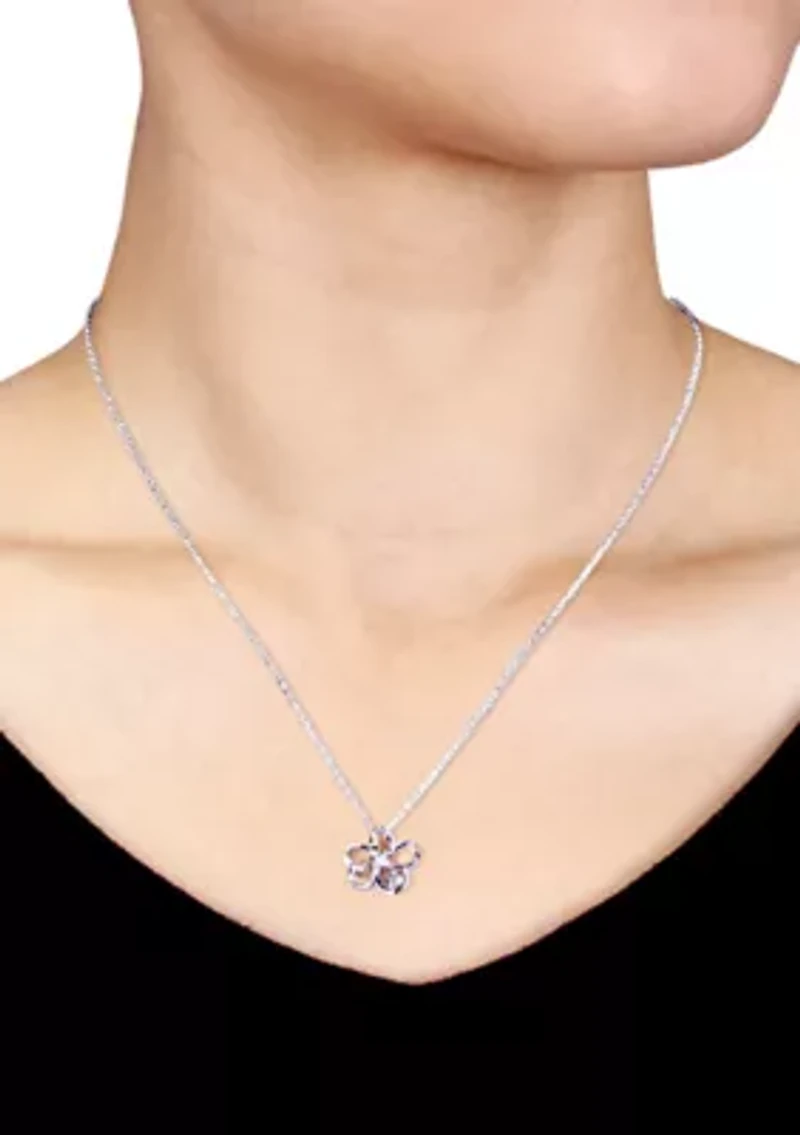 Diamond Flower Pendant in Sterling Silver