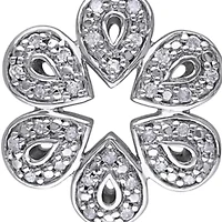 Diamond Flower Pendant in Sterling Silver