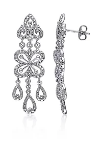 Diamond Earrings in Sterling Silver