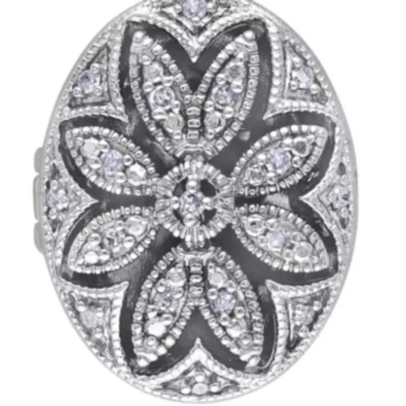 Diamond Locket Pendant in Sterling Silver