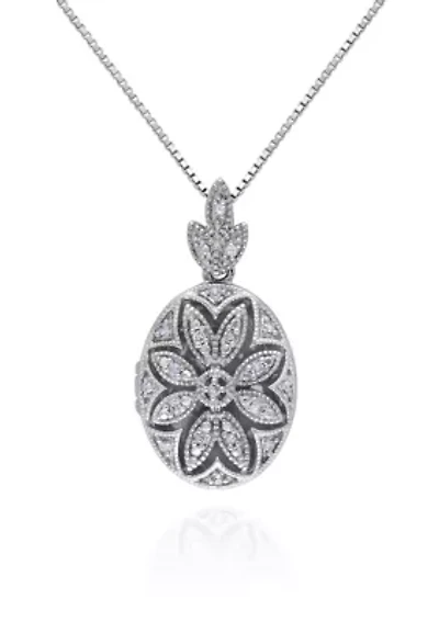 Diamond Locket Pendant in Sterling Silver