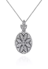 Diamond Locket Pendant in Sterling Silver