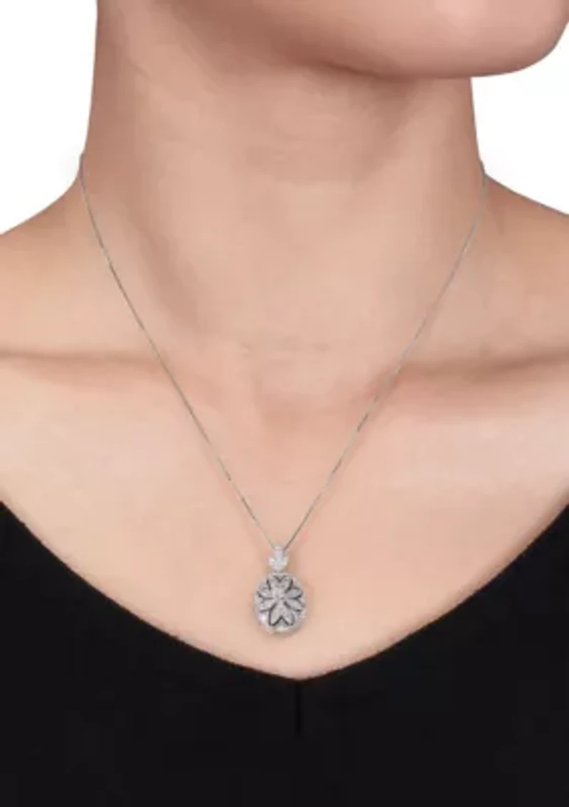 Diamond Locket Pendant in Sterling Silver