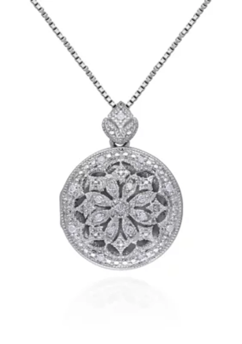 1/10 ct. t.w. Diamond Locket Pendant in Sterling Silver