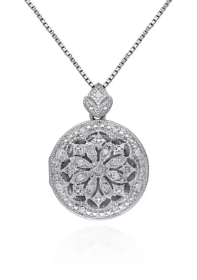 1/10 ct. t.w. Diamond Locket Pendant in Sterling Silver