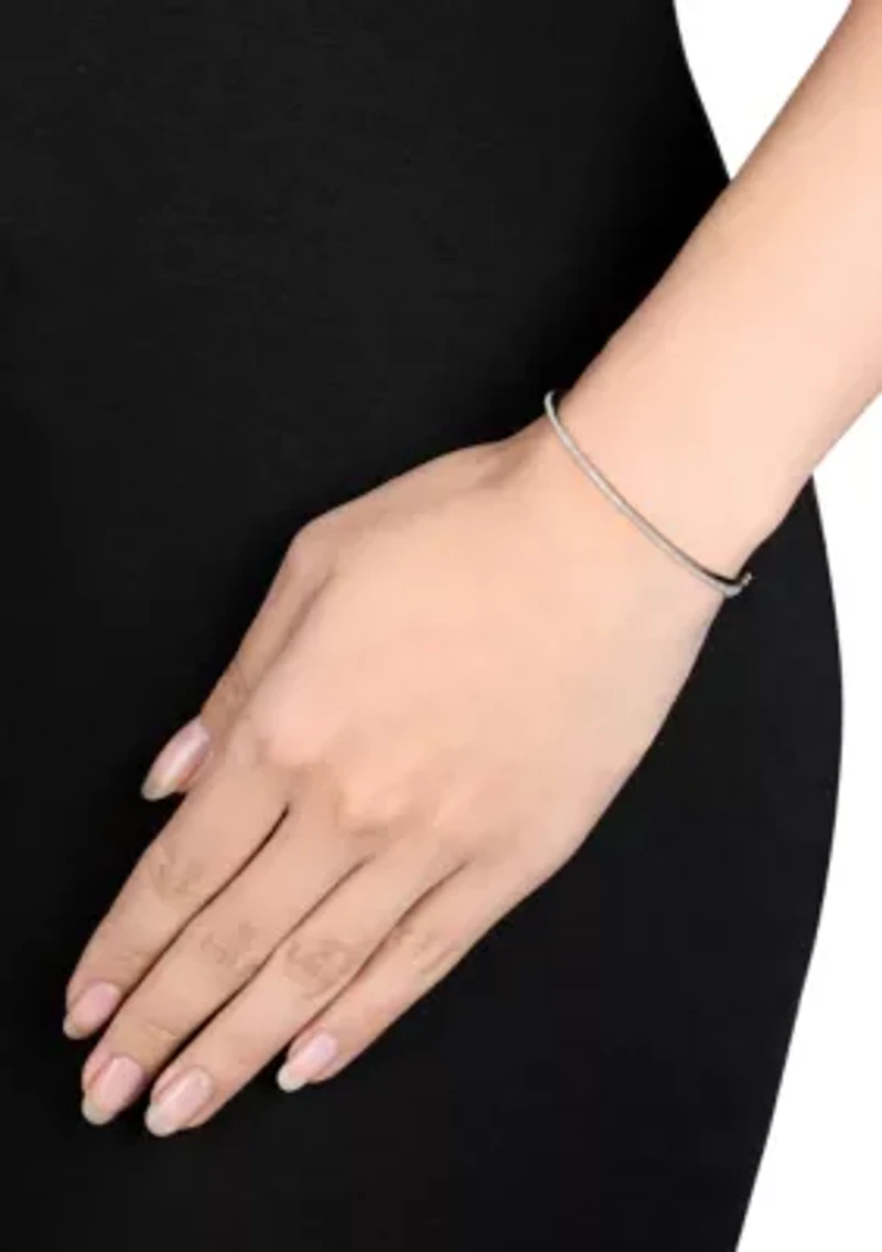 Diamond Bangle Bracelet in Sterling Silver