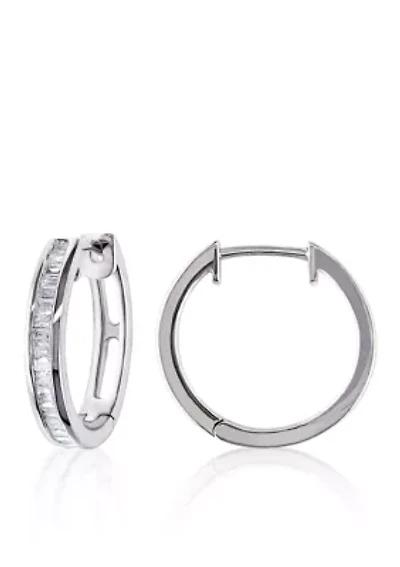Diamond Hoop Earrings in Sterling Silver