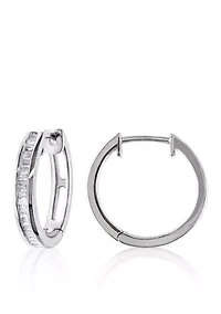 Diamond Hoop Earrings in Sterling Silver