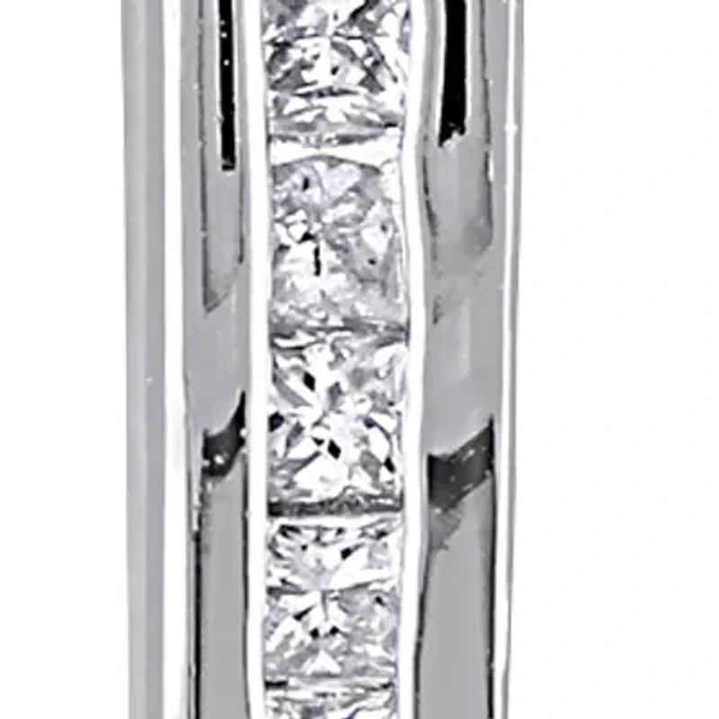 Diamond Oval Hoop Earrings in Sterling Silver
