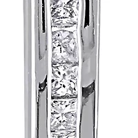 Diamond Oval Hoop Earrings in Sterling Silver