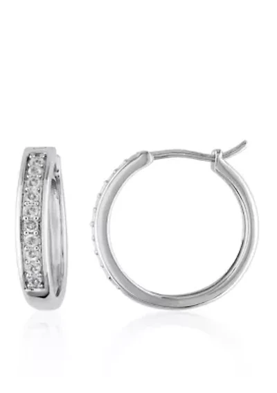 Diamond Hoop Earrings in Sterling Silver