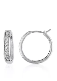 Diamond Hoop Earrings in Sterling Silver