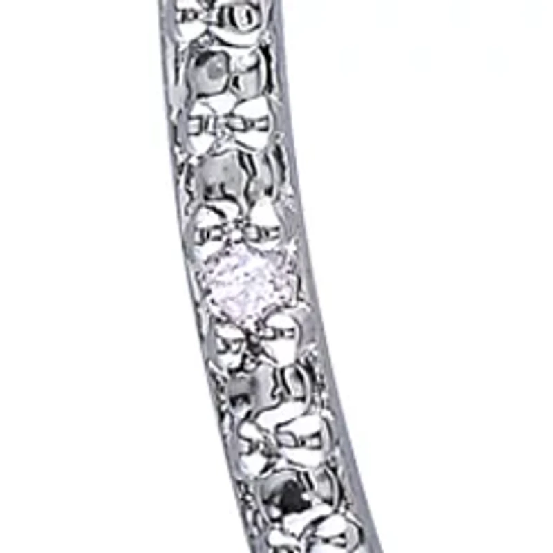 Diamond Oval Earrings in Sterling Silver