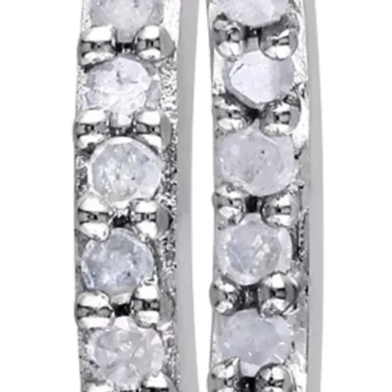 Diamond Hoop Earrings in Sterling Silver