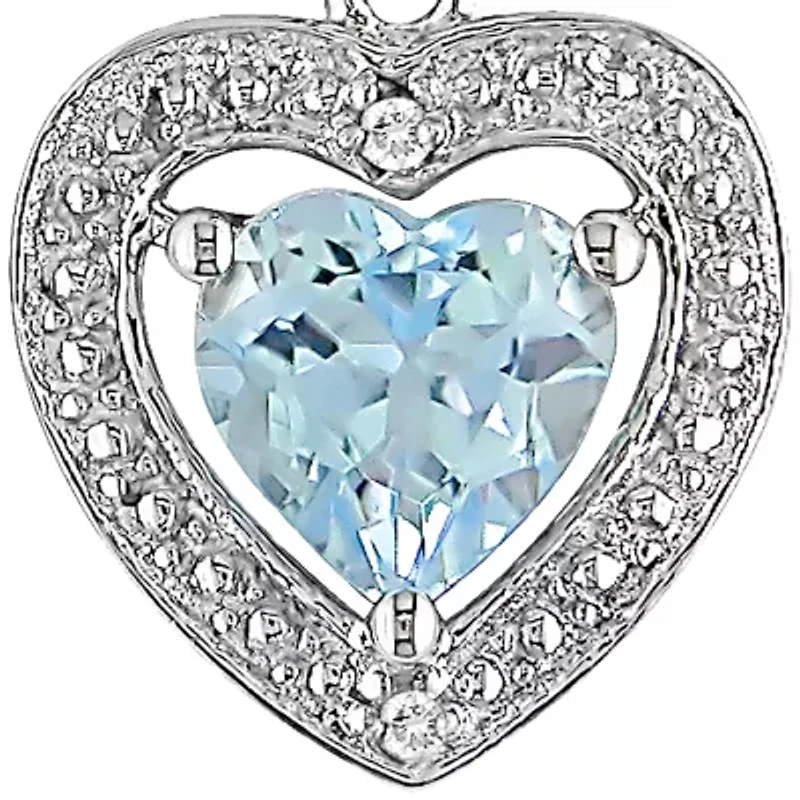 Sterling Silver Blue Topaz and Diamond Pendant
