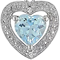 Sterling Silver Blue Topaz and Diamond Pendant