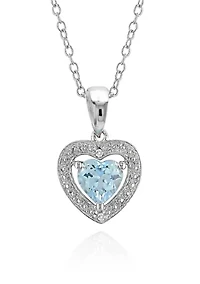 Sterling Silver Blue Topaz and Diamond Pendant