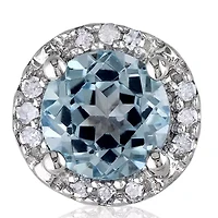 Sterling Silver Blue Topaz and Diamond Earrings