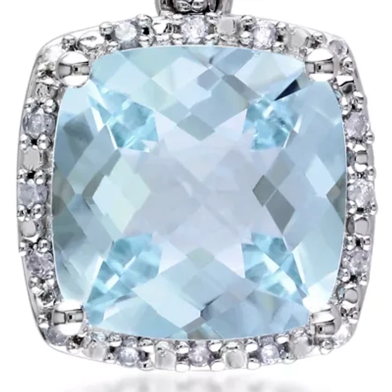 Sterling Silver Blue Topaz and Diamond Earrings