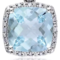Sterling Silver Blue Topaz and Diamond Earrings