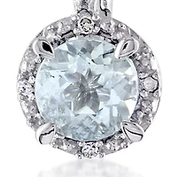 Sterling Silver Aquamarine and Diamond Earrings