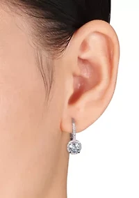 Sterling Silver Aquamarine and Diamond Earrings