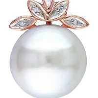 10k Rose Gold Cultured Freshwater Pearl and Diamond Pendant