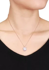 10k Rose Gold Cultured Freshwater Pearl and Diamond Pendant