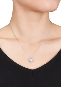 10k White Gold Cultured Freshwater Pearl and Diamond Pendant