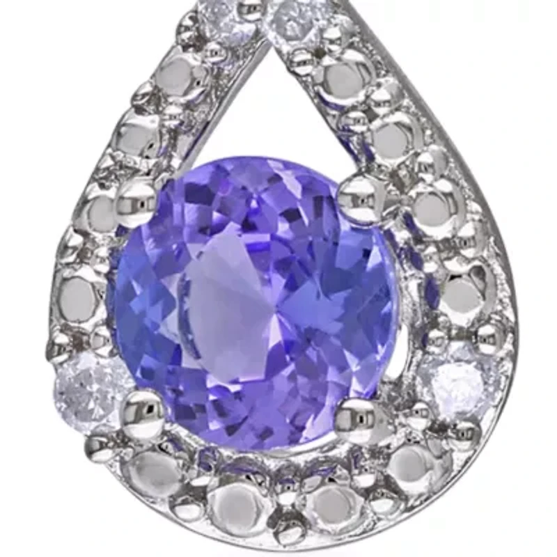 Sterling Silver Tanzanite and Diamond Infinity Earrings
