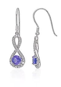 Sterling Silver Tanzanite and Diamond Infinity Earrings